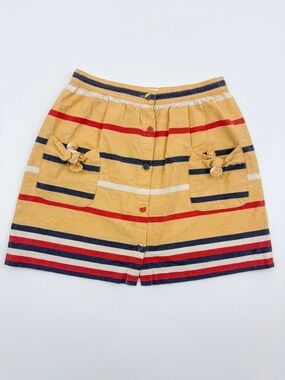 Cooperative Urban Outfitters Striped Linen Blend Button Front Mini Skirt Small
